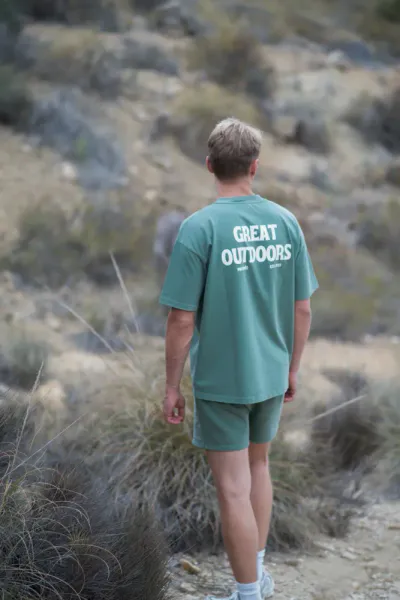 Pre Aprés Great Outdoors Oversized Heavy Tee, Forest Green